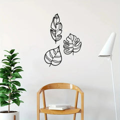 Leaves Metal Wall Art - Large Black Decor for Modern Home Aesthetics - black metal wall art - Hurbane Home