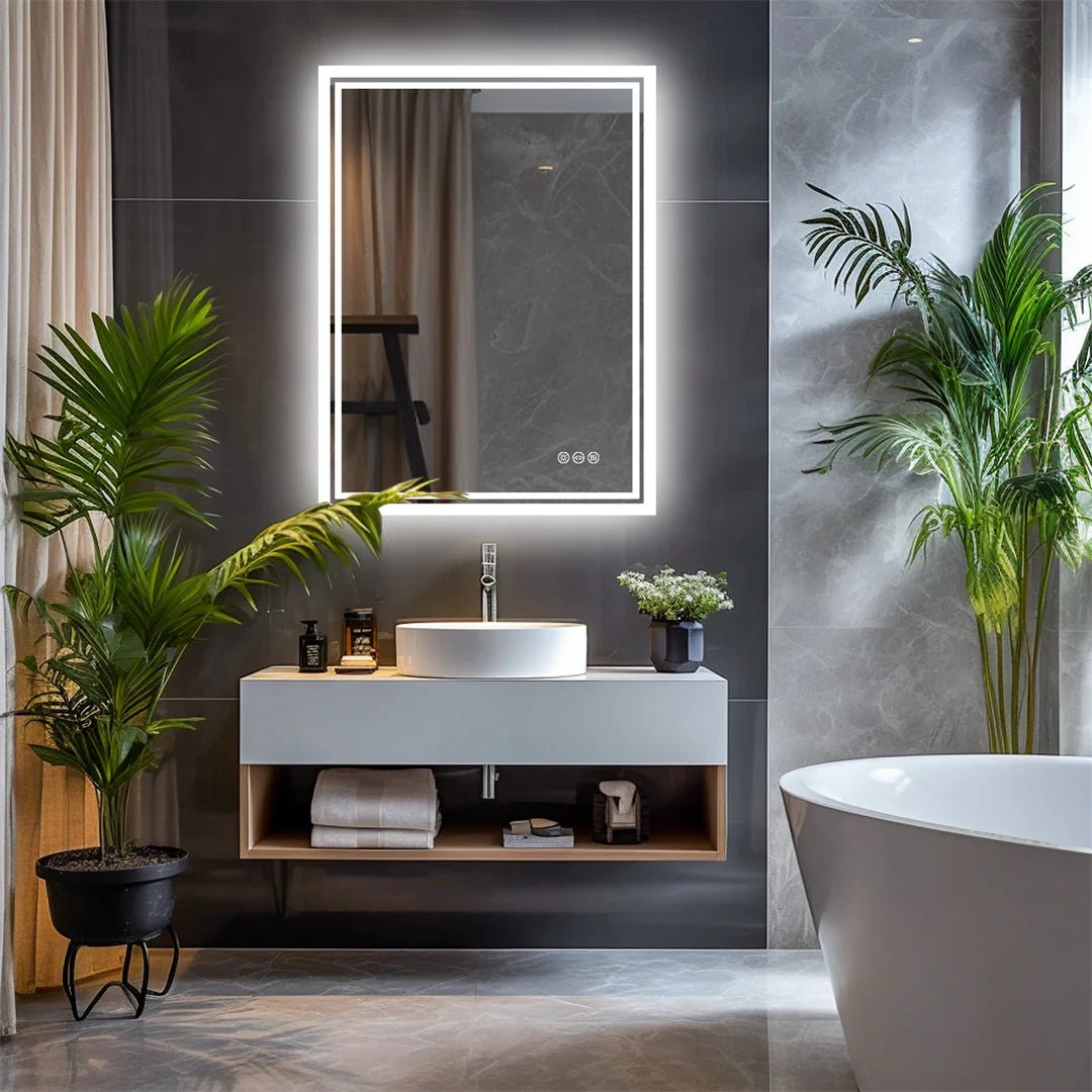 LED Backlit Bathroom Mirror – Frameless Smart Anti - Fog Vanity Design - Hurbane Home
