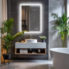 LED Backlit Bathroom Mirror – Frameless Smart Anti - Fog Vanity Design - Hurbane Home