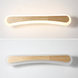 Front and angled views of the curved wood and acrylic bar