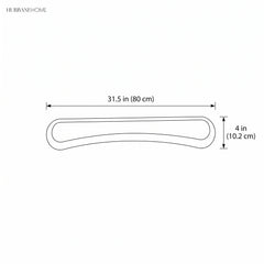 Line drawing of the curved bar, 31.5 in long and 4 in high