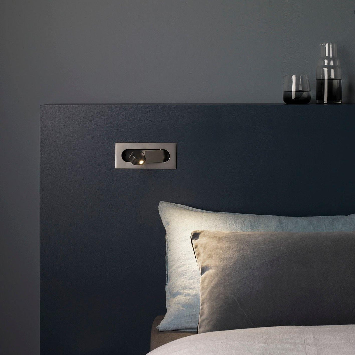 Bronze metal bedside reading sconce with an integrated LED head, view 4