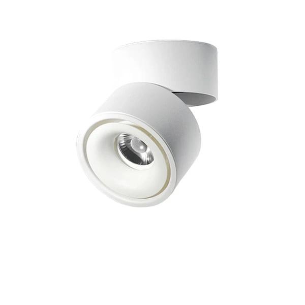 White ceiling spotlight with a white inner ring seen from the front