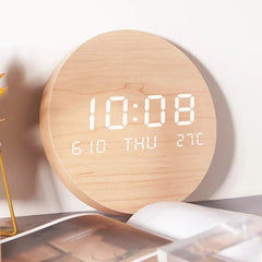 LED Digital Wall Clock with Time - Temperature - Date Display for Home or Office Use - Hurbane Home