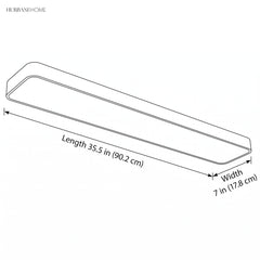 Line drawing of the panel with length 35.5 in and width 7 in
