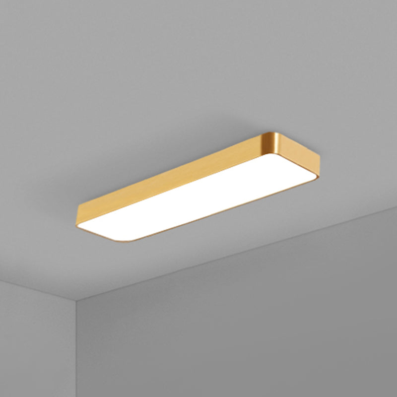 Gold framed LED ceiling panel with a white diffuser, angled view