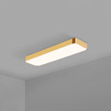 Slim gold LED ceiling panel shown mounted flush to a grey ceiling