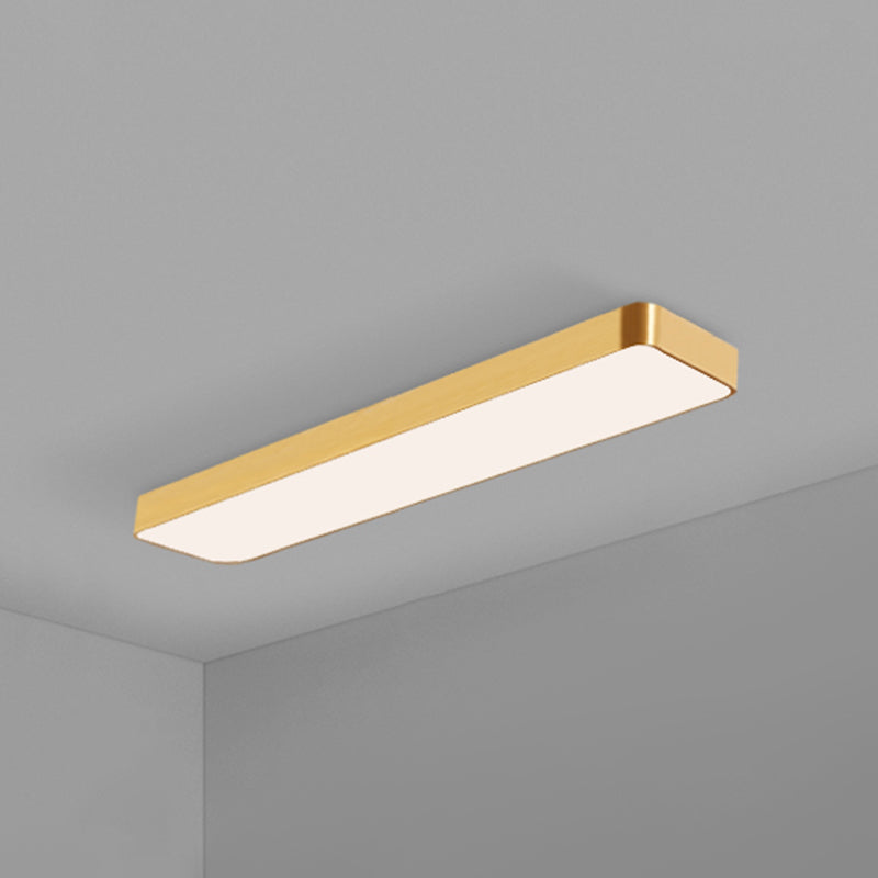 Gold LED ceiling panel shown at an angle with the lens lit
