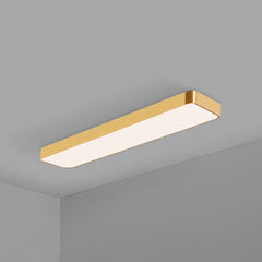 Gold LED ceiling panel shown at an angle with the lens lit