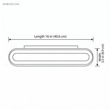 Dimension drawing showing length 16 in and width 3.5 in