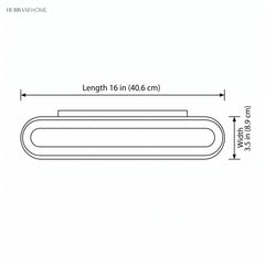 Dimension drawing showing length 16 in and width 3.5 in