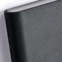Close up of the textured black aluminum body and light slot