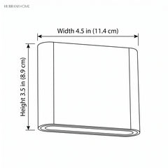 Dimension drawing of the sconce, width 4.5 in and height 3.5 in