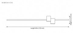 Line drawing showing sconce length 48 inch and height 6 inch