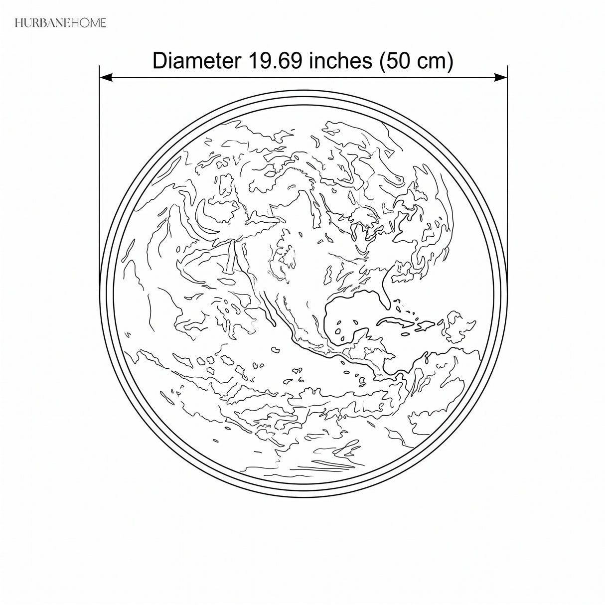 Line drawing of the circular panel at 19.69 inches overall diameter