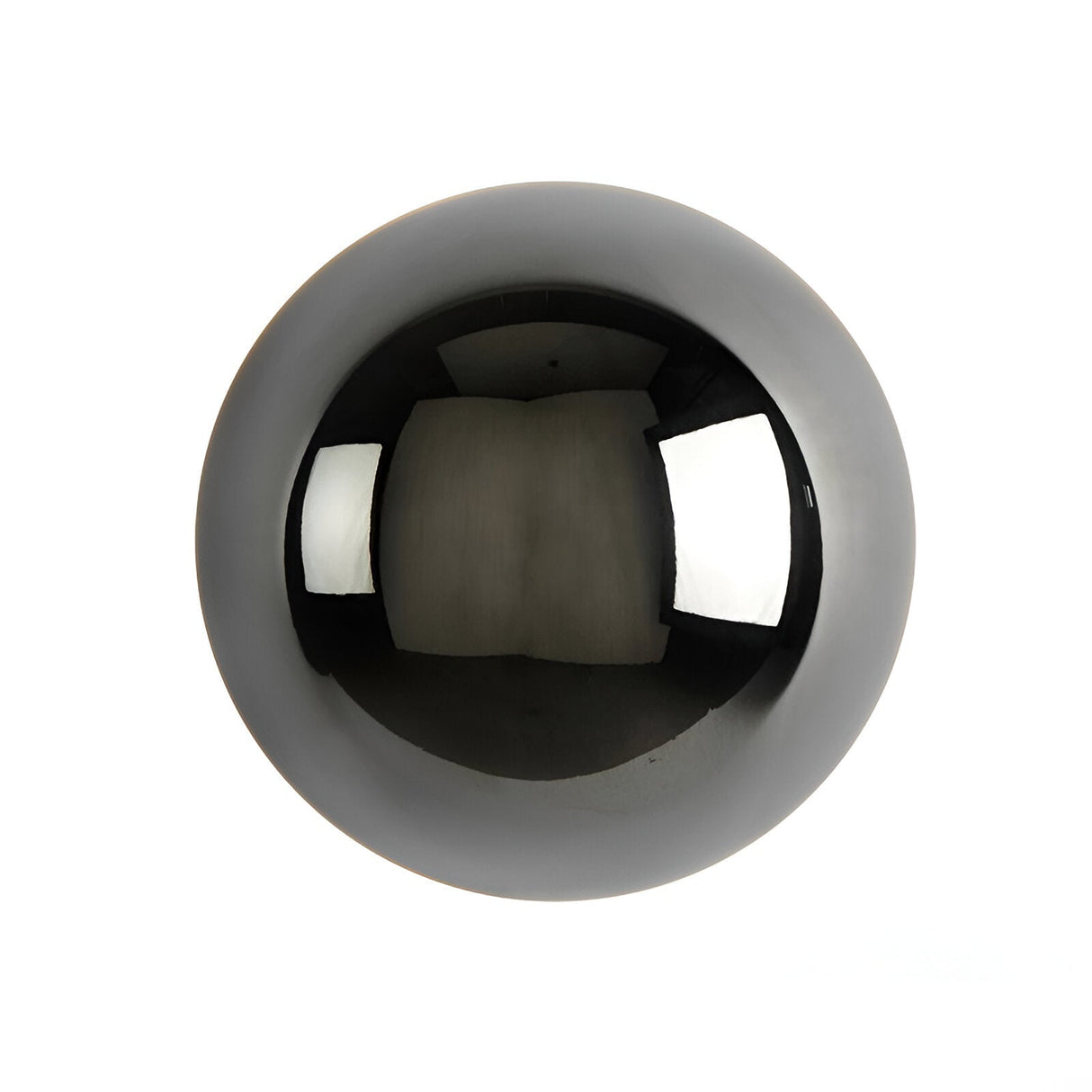 Black mirrored dome sconce photographed alone on a white ground