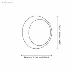Line drawing of the dome sconce with diameter and depth labels