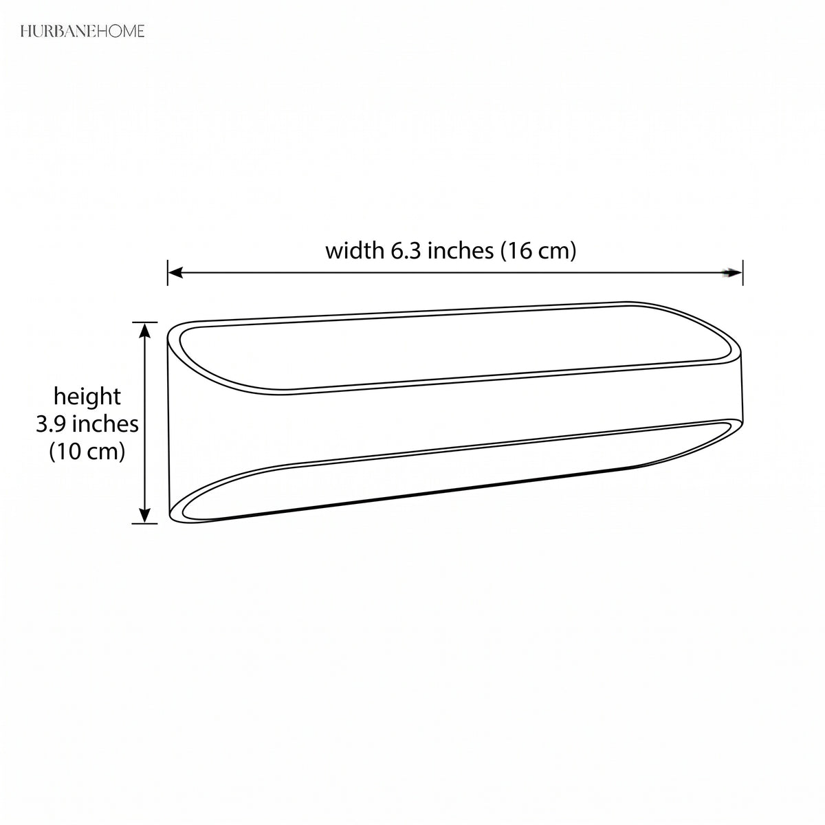 Dimension diagram showing 6.3 inch width and 3.9 inch height