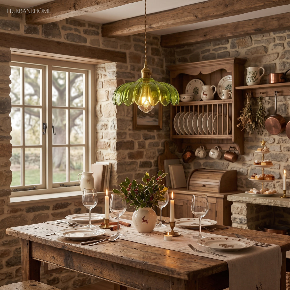 Rustic Tulip Glass Pendant Light