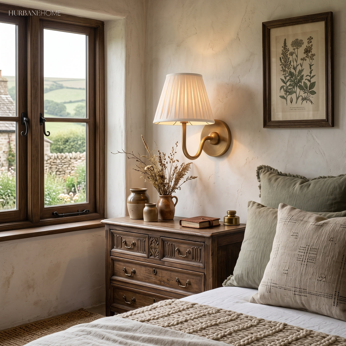 rustic pleated fabric wall sconce
