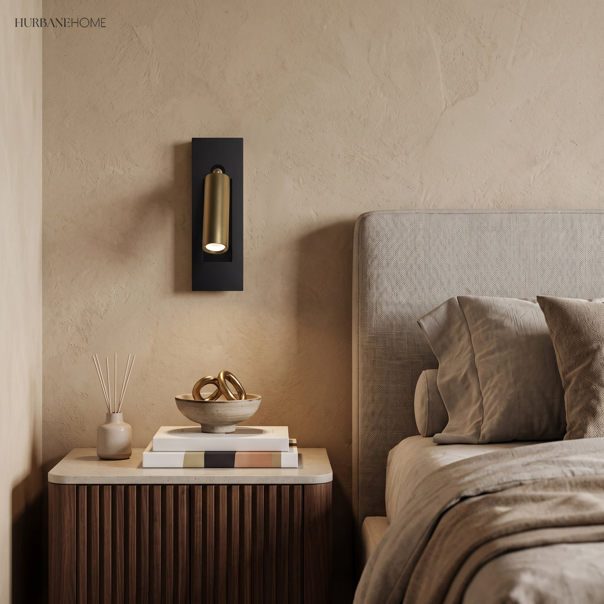 bedside reading wall sconce with rotating LED