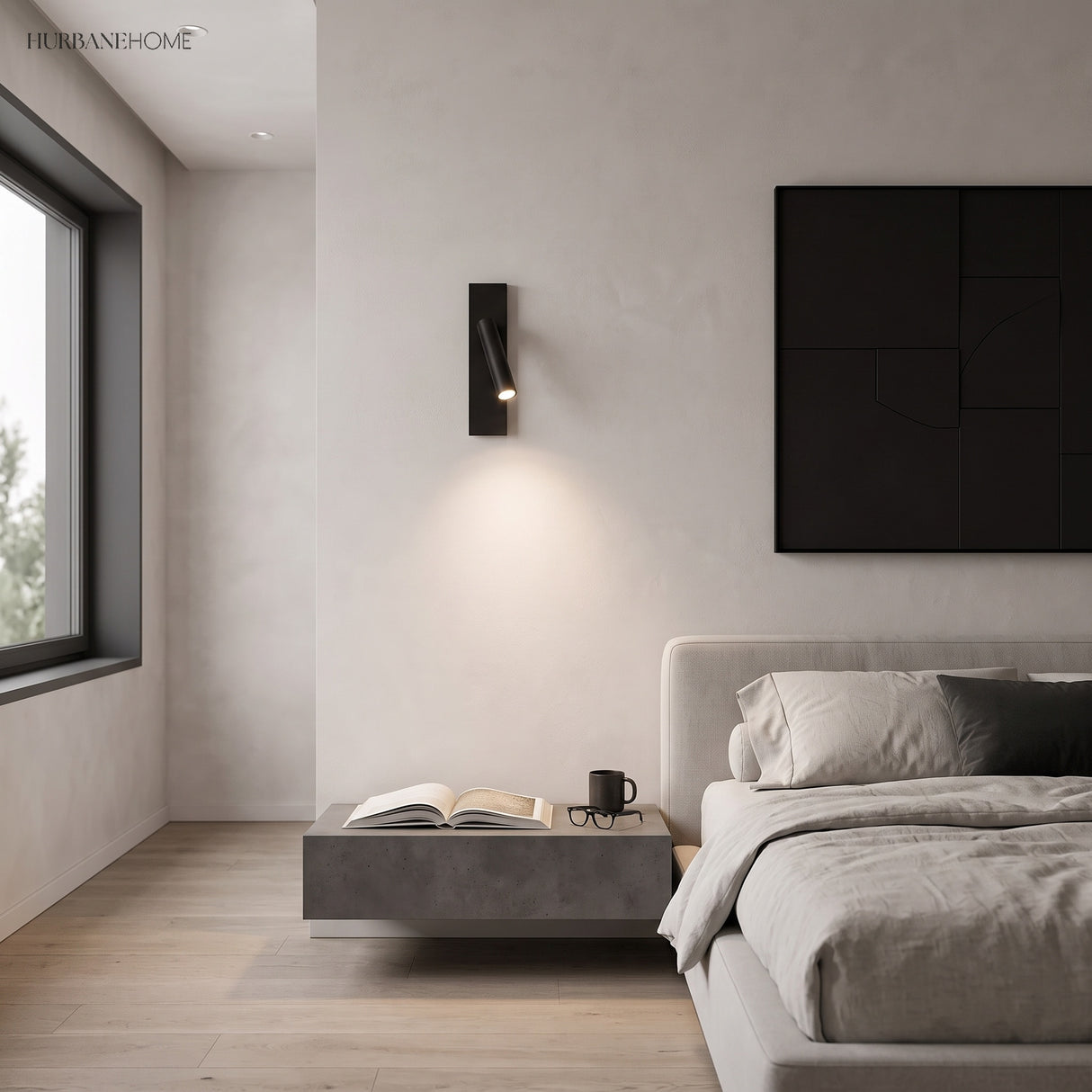 bedside reading wall sconce with rotating LED