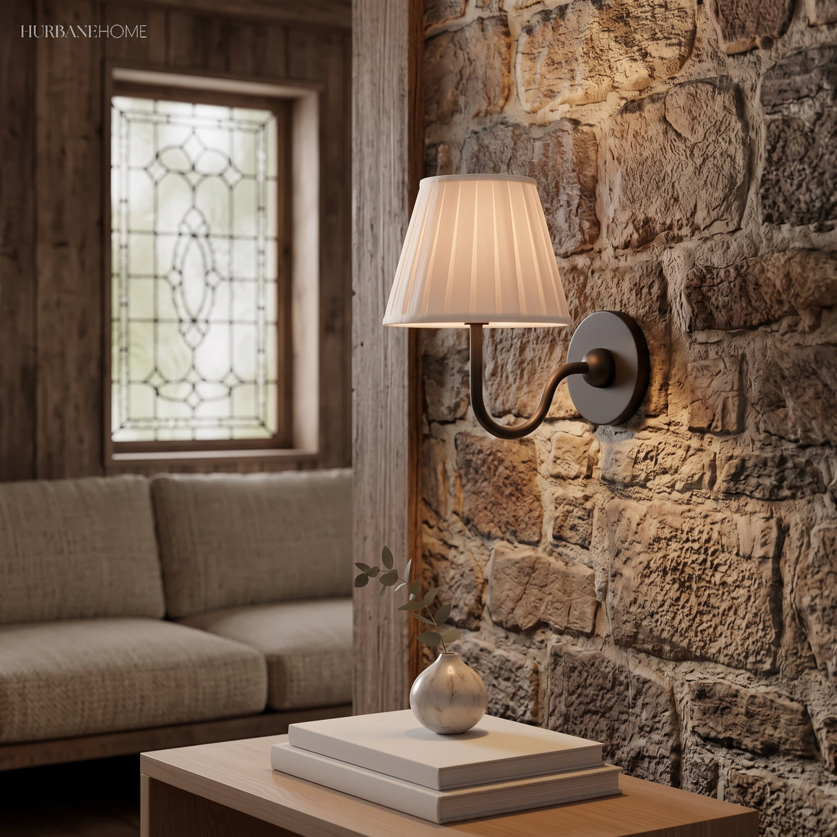rustic pleated fabric wall sconce