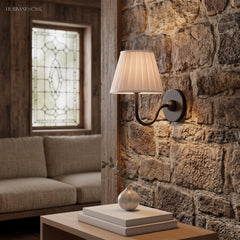 rustic pleated fabric wall sconce