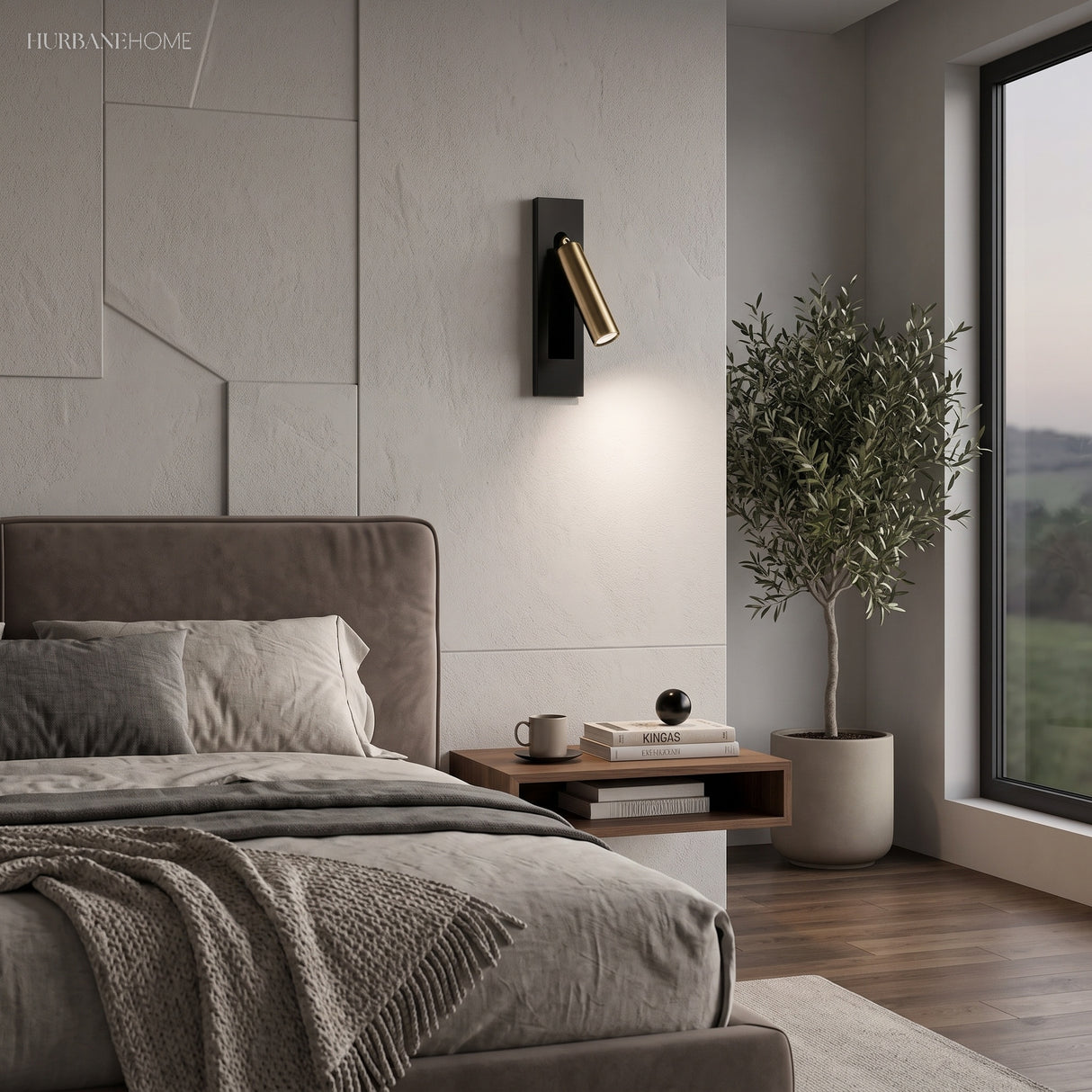 bedside reading wall sconce with rotating LED