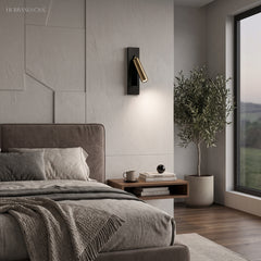 bedside reading wall sconce with rotating LED