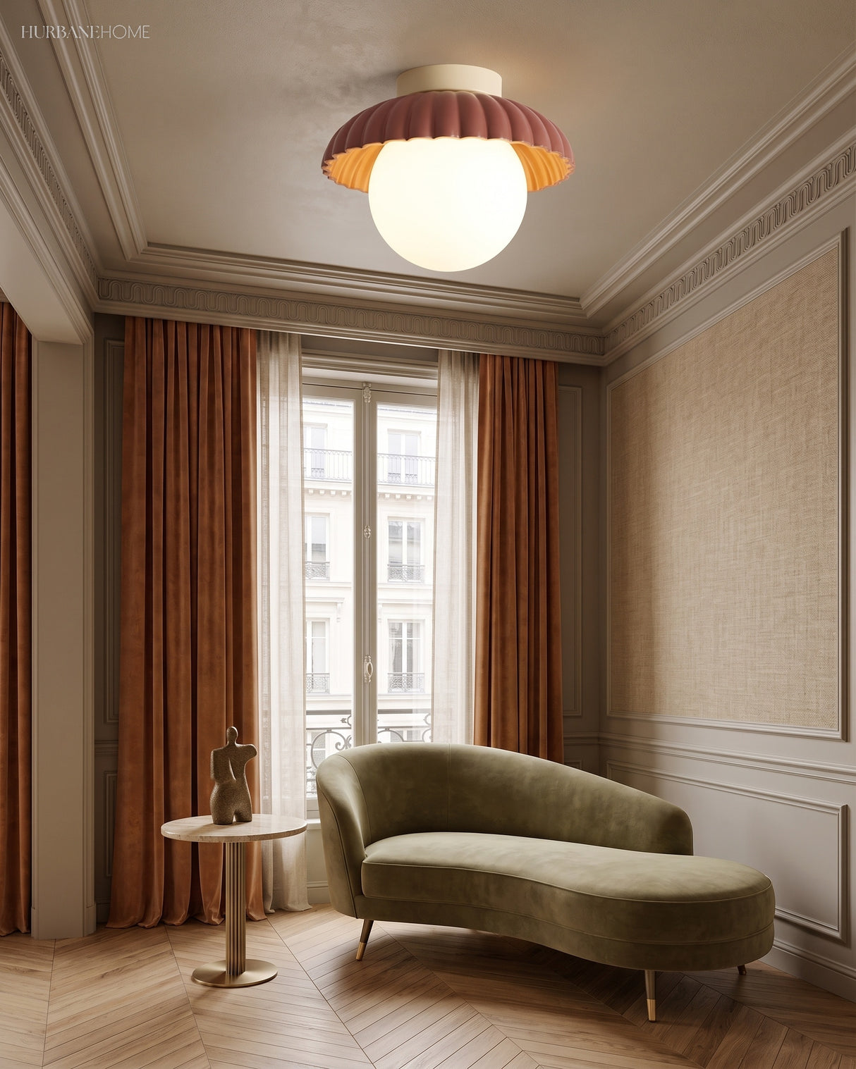 cream glass flower-bud ceiling light