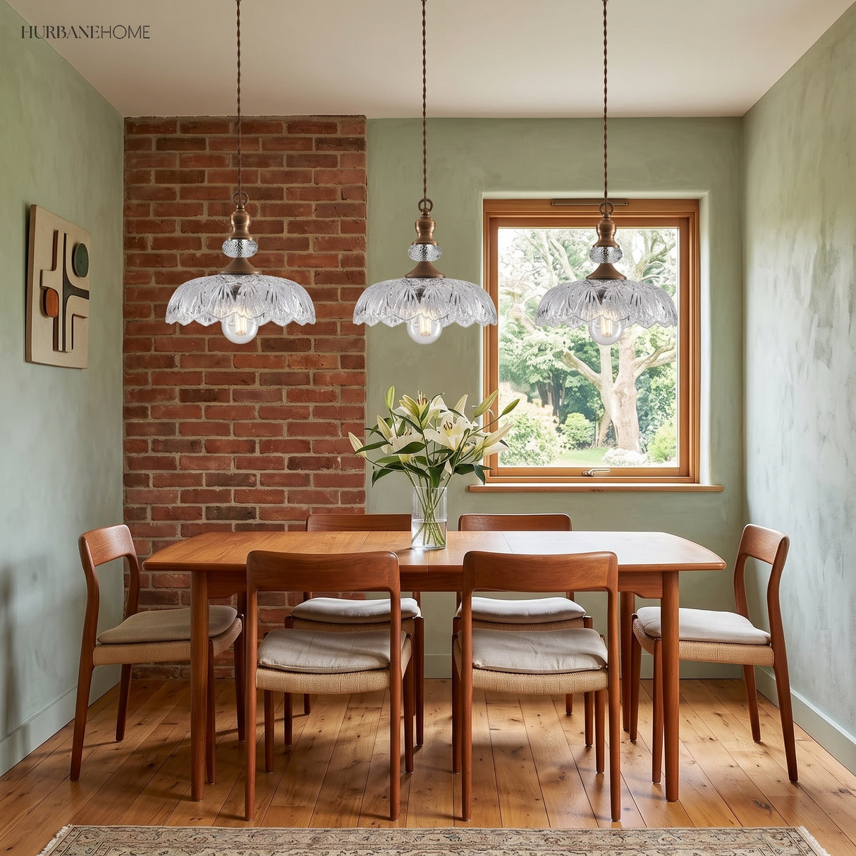 retro glass flower pendant light