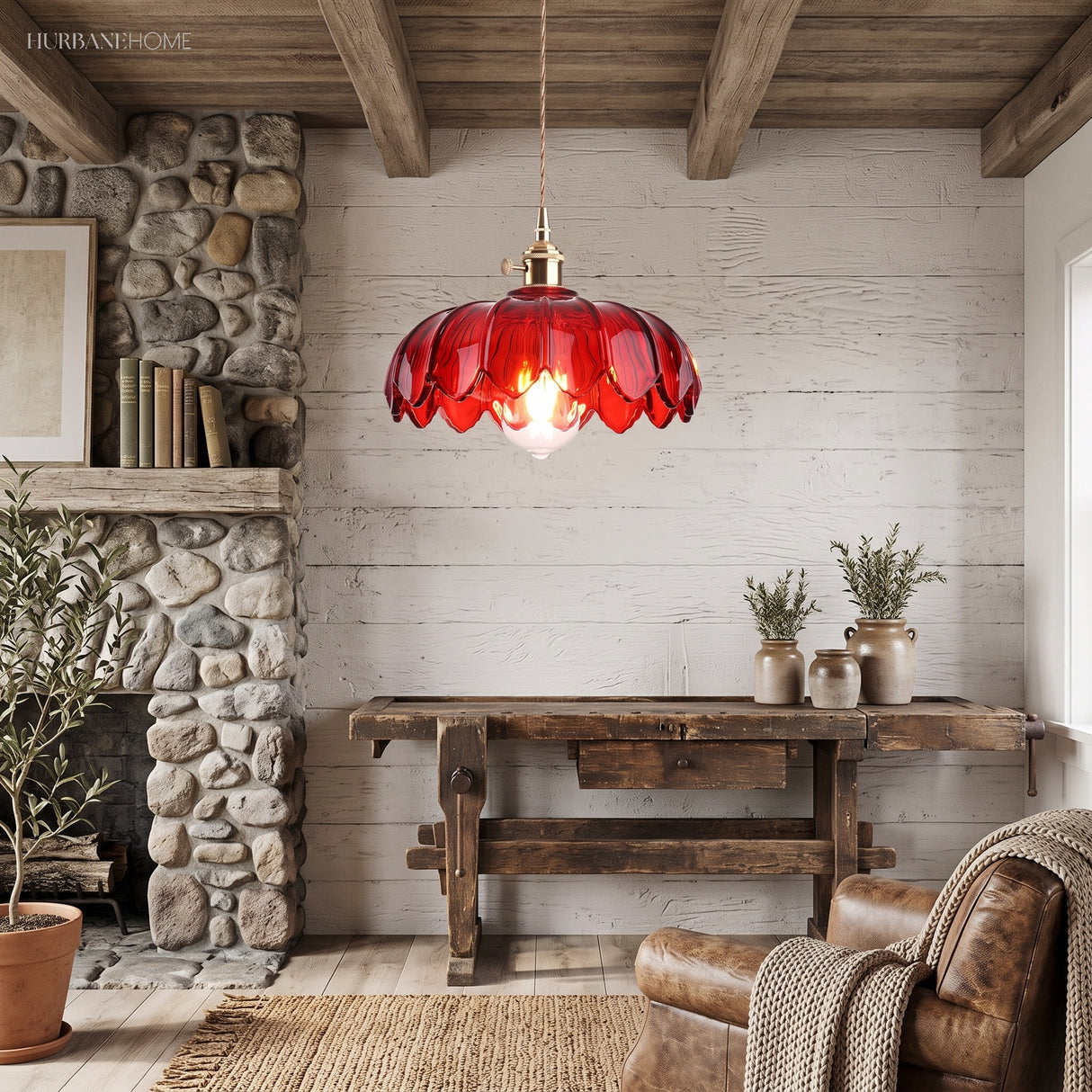 Rustic Tulip Glass Pendant Light