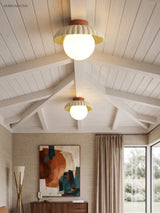 cream glass flower-bud ceiling light