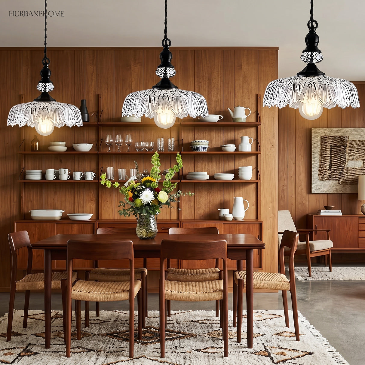 retro glass flower pendant light