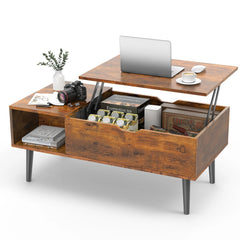 Lift Top Extendable Frame Coffee Table with Storage - Adjustable Height Modern Design - Hurbane Home