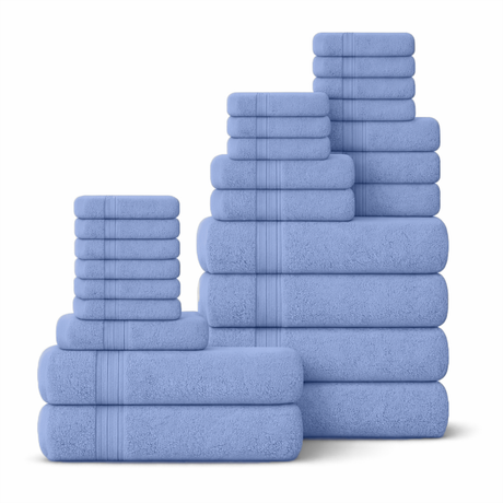 24 Piece 100% Cotton Towel Set - Plush, Absorbent & Quick-Drying Towels