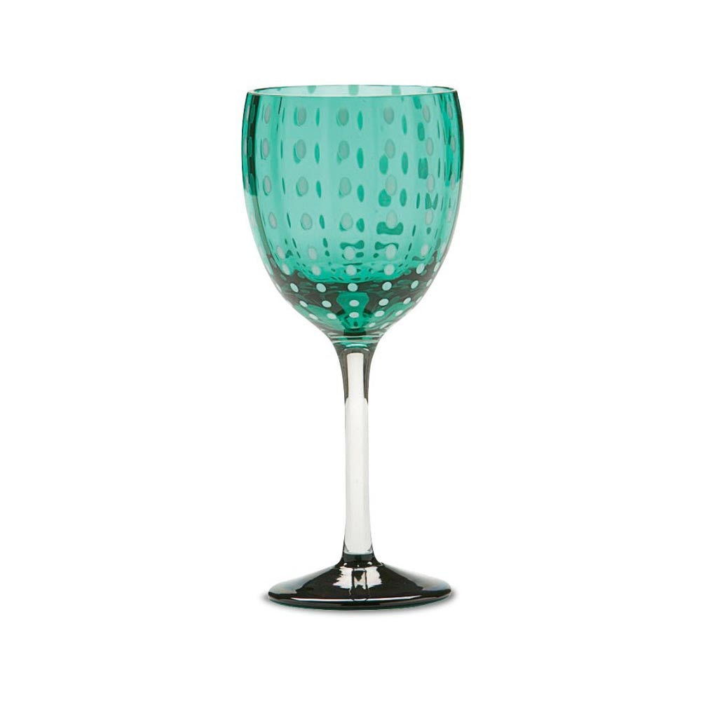 Lightweight wine glass with playful dotted design