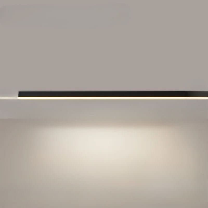 Linear LED ceiling light detail showing the smooth acrylic light strip