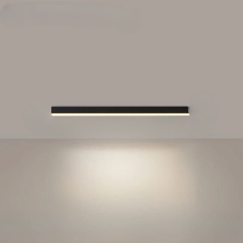 Linear LED ceiling light glowing warm over a modern interior scene