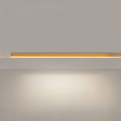 Long linear LED ceiling fixture running across a modern room ceiling
