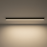 Black linear LED ceiling bar shown lit against a plain white ceiling
