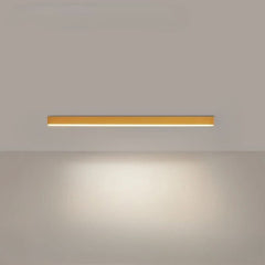 Slim aluminum linear LED ceiling light shown in a contemporary room
