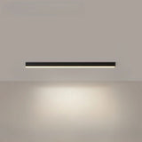 Warm white linear LED ceiling light glowing in a calm bedroom setting