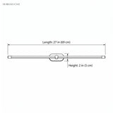Diagram showing linear sconce length 27 inches and height 2 inches