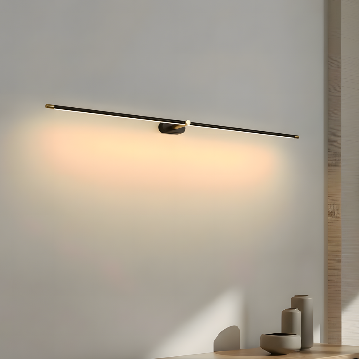Linear LED double head wall sconce alternative angle view 7