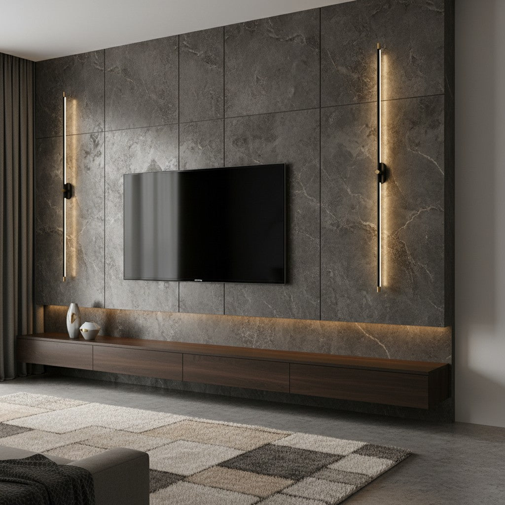 Linear LED double head wall sconce close detail view 8