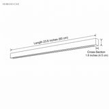 Dimension drawing showing 23.6 inch length and 1.8 inch square cross section