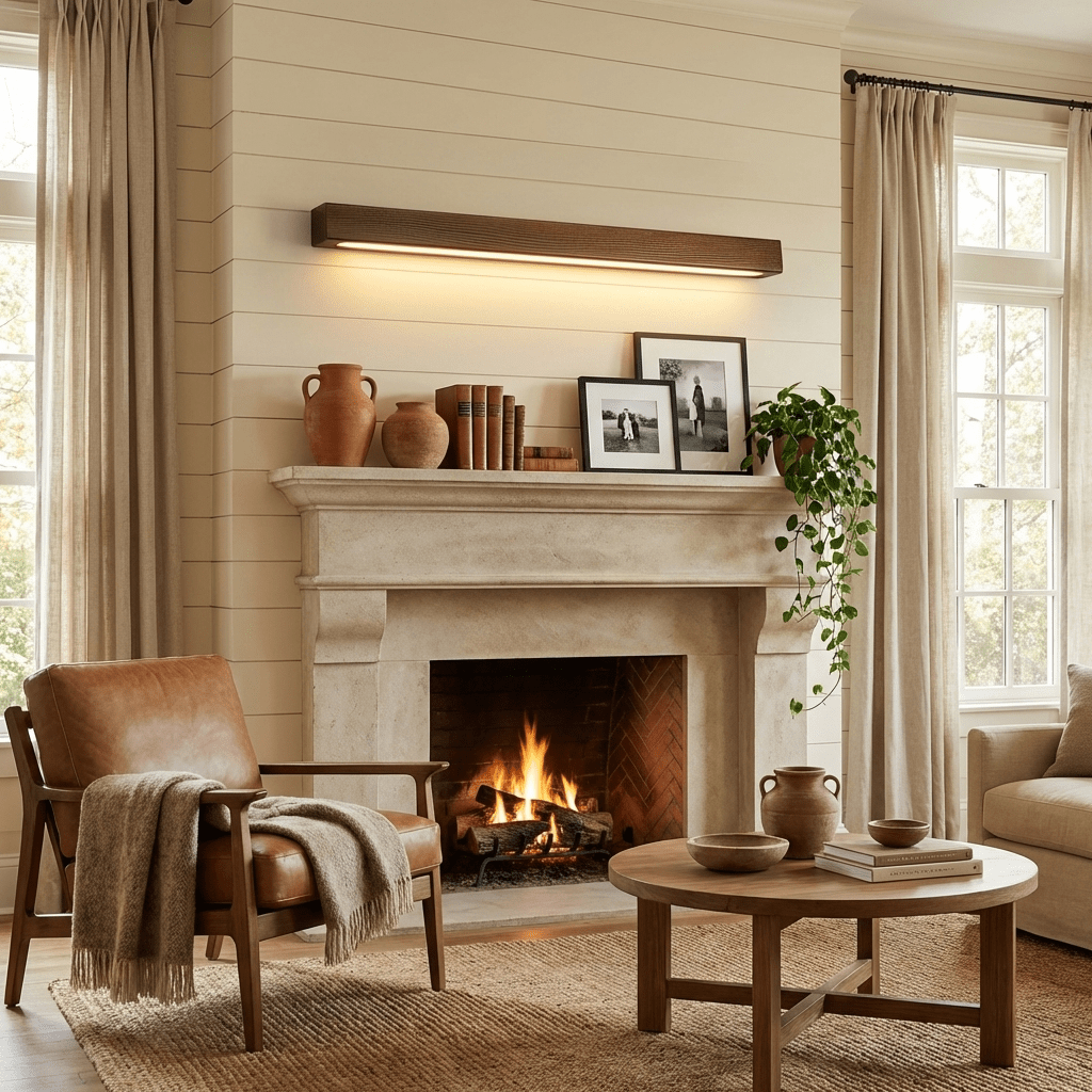 Linear LED wood wall sconce in pine colour option view 15