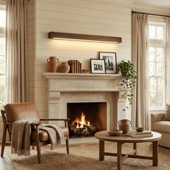 Linear LED wood wall sconce in pine colour option view 15